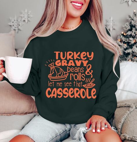 KNEYATTA Thanksgiving Sweatshirt Women Turkey Print Sweatshirt Fall Thankful Tee Tops in Saudi Arabia