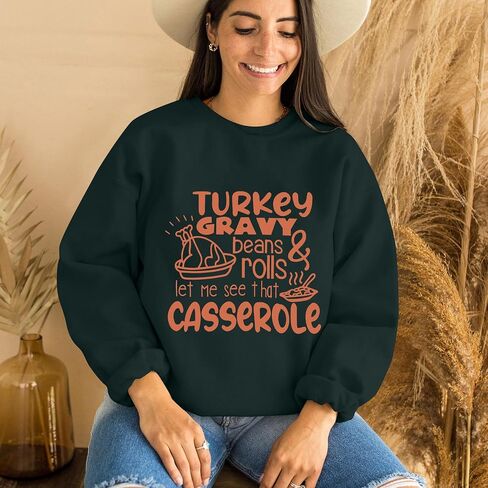 KNEYATTA Thanksgiving Sweatshirt Women Turkey Print Sweatshirt Fall Thankful Tee Tops in Saudi Arabia
