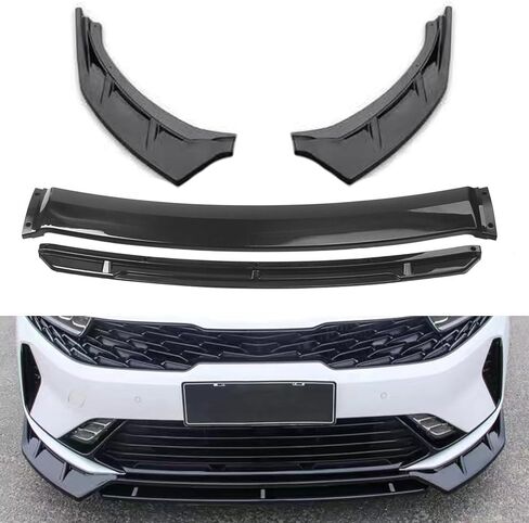 4 قطعة أسود لامع PP المصد الأمامي طقم الجسم سبويلر الذقن المفسد الجبهة حافة مصد السيارة متوافق مع 2021 2022 2023 كيا K5 in Kuwait