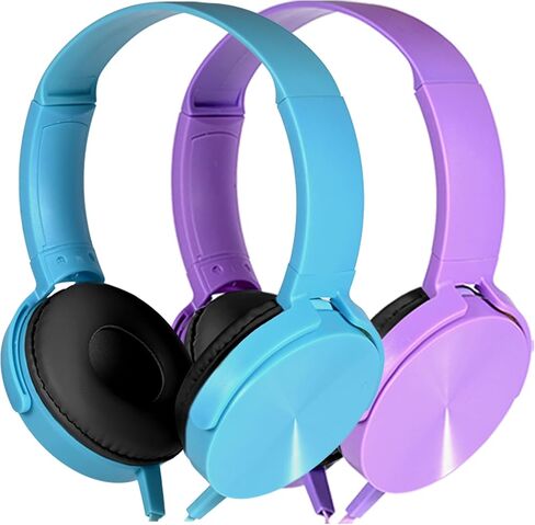 Kids Headphones Bulk 5 Pack for School Classroom K-12, Wholesale Class Set Durable Earphones for Students Children Toddler Teens Boys Girls and Adult (HY450, 5 Mixed) in Kuwait