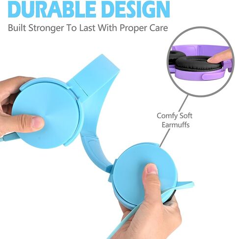 Kids Headphones Bulk 5 Pack for School Classroom K-12, Wholesale Class Set Durable Earphones for Students Children Toddler Teens Boys Girls and Adult (HY450, 5 Mixed) in Kuwait