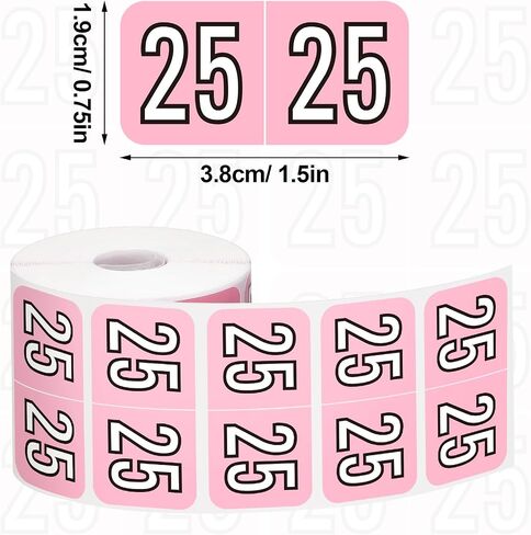 Teling 1000 Pieces 2025 Year Stickers File Folder Year Labels Rectangle Coded Colored Year Stickers Self Adhesive Year Label End Labels Office Supplies, 2 Roll, 3/4" x 1-1/2"(Pink) in Saudi Arabia