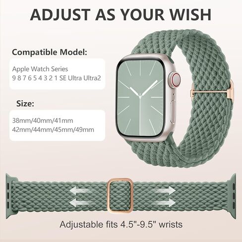 أحزمة حلقة منفردة مضفرة متوافقة مع ساعة Apple للنساء، حزام مطاطي متوافق مع أحزمة ساعة Apple 40 مم 38 مم 41 مم، لسلسلة iWatch Band Ultra Series 9 8 7 6 5 4 3 2 1 SE in Kuwait