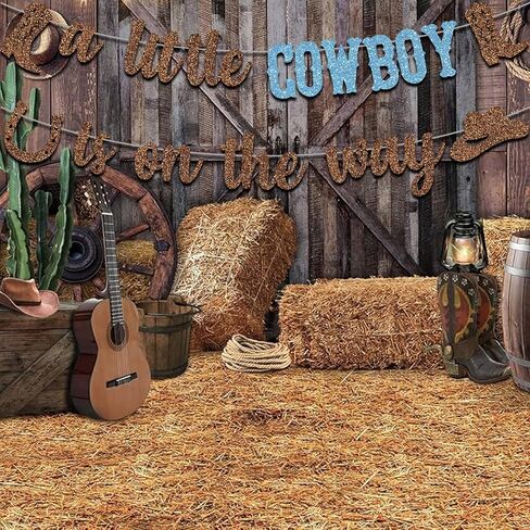 Cowgirl Baby Shower Decoration A Little Cowgirl is On The Way Banner Western Boots Hats Backdrop Pink in Saudi Arabia