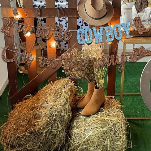 Cowgirl Baby Shower Decoration A Little Cowgirl is On The Way Banner Western Boots Hats Backdrop Pink in Saudi Arabia