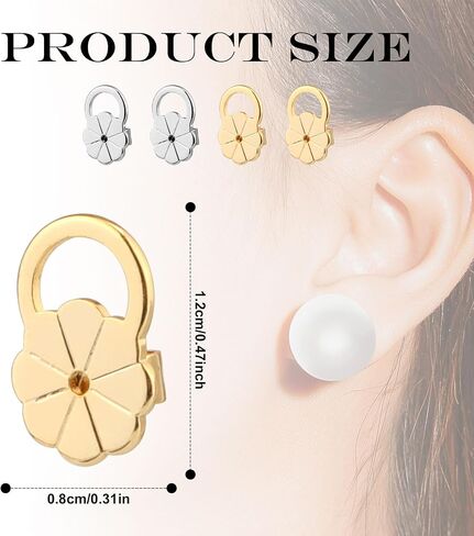 4pcs Earring Backs, Copper Earring Backs for Droopy Ears Studs Large Earring Lifters Backs Repacements for Heavy Earring Support Backings for Earlobe (Gold+Silver) in Saudi Arabia