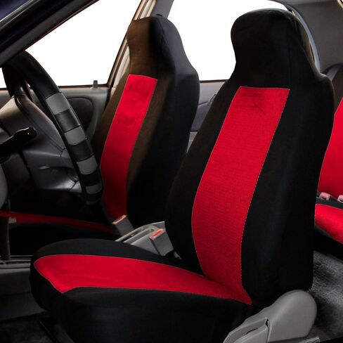 FH Group FB102114 Classic Cloth Seat Covers (Red) Front Set with Gift – Universal Fit for Cars Trucks & SUVs in Saudi Arabia