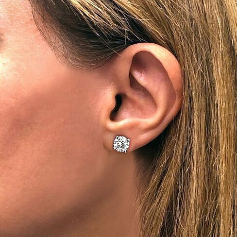 IGI Certified 1 1/2 to 2 Carat D-E Color Lab Grown Diamond Stud Earrings for Women I 14k White Gold Earrings I Secure Screw Back Earrings Made in USA by Beverly Hills Jewelers in Saudi Arabia