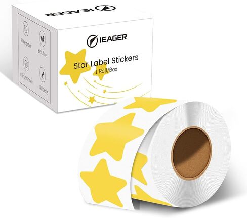 ملصقات ملصقات حرارية على شكل نجمة من iEager ملصقات قابلة للطباعة مقاس 5.08 سم، لفافة ملصقات حرارية ذاتية اللصق للديكور، تخزين المنزل، بطاقة شكر، صندوق هدايا، تصميم شعار مخصص-500 ملصق، أبيض in Kuwait