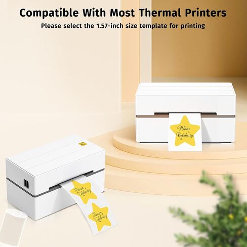 ملصقات ملصقات حرارية على شكل نجمة من iEager ملصقات قابلة للطباعة مقاس 5.08 سم، لفافة ملصقات حرارية ذاتية اللصق للديكور، تخزين المنزل، بطاقة شكر، صندوق هدايا، تصميم شعار مخصص-500 ملصق، أبيض in Kuwait