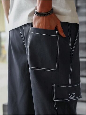 OYOANGLE Men's Drawstring Waist Straight Leg Casual Pants Flap Pocket Cargo Pants Streetwear in Saudi Arabia