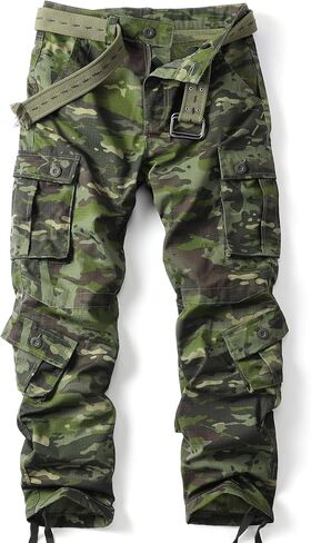 Men's Camo Cargo Work Pants Ripstop Lightweight Wild Army Military BDU Outdoor Trousers with 8 Pocktets (No Belt) in Saudi Arabia