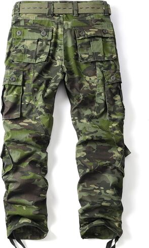Men's Camo Cargo Work Pants Ripstop Lightweight Wild Army Military BDU Outdoor Trousers with 8 Pocktets (No Belt) in Saudi Arabia