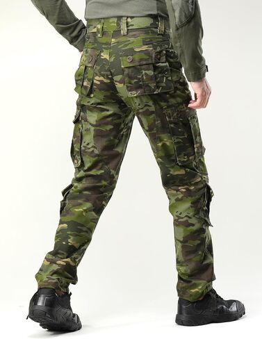 Men's Camo Cargo Work Pants Ripstop Lightweight Wild Army Military BDU Outdoor Trousers with 8 Pocktets (No Belt) in Saudi Arabia