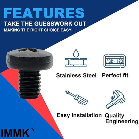 Black License Plate Screws for BMW and Tesla, Phillips Machine Pan Head 18-8, Stainless Steel Black Oxide, M5-0.8 x 6 mm Bolt (Pack of 4) in Saudi Arabia