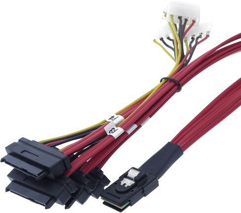 كابل SAS صغير إلى SAS كبل الاختراق الداخلي SFF-8087 إلى SFF-8482 مع موصلات طاقة موليكس 4X للتحكم في Raid إلى القرص الصلب 3.3FT in Saudi Arabia