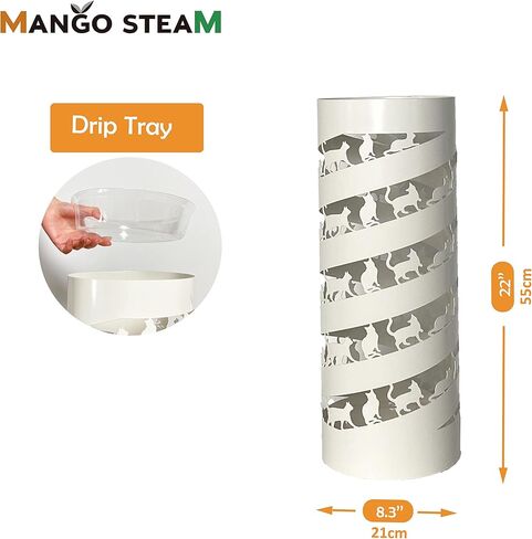Mango Steam Round Song Bird Spiral Umbrella Stand 21.75" Tall, White in Saudi Arabia