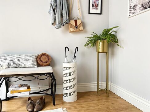 Mango Steam Round Song Bird Spiral Umbrella Stand 21.75" Tall, White in Saudi Arabia