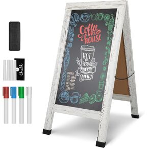 SHANTRA 40" x 20" Wood Rustic A-Frame Chalkboard Signs, Double-Sided Magnetic Chalkboard, Chalk Board Sign Board, Chalkboard Easel, Menu Board for Restaurant, Business or Wedding - Heavy Duty Hinges in Kuwait
