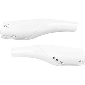Steering Lever Cover for Tesla Model 3 Model Y 2017-2024, Carbon Fiber Pattern Car Gear Shift Cover, Tesla Carbon Fiber Steering Wheel Cover Accessories 2 PCS(White)