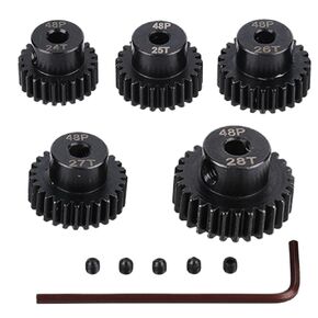 معدن الصلب 48P ترس ترس 24T 25T 26T 27T 28T 3.175 مللي متر مجموعة تروس محرك العمود مع مفتاح سداسي لـ 1/10 RC فرشاة بدون فرشاة محرك RC ترقية جزء