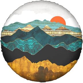 Mountains Nature Sunset Scenery Spare Tire Cover Waterproof Dust-Proof Tire Wheel Protectors Universal Fit for Wrangler Rv SUV Truck Travel Trailer Accessories 14" 15" 16" 17"