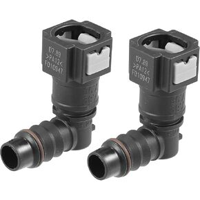 X AUTOHAUX 2pcs Fuel Line Quick Connect 90 Degree Push-On Single Barb Fuel Hose Adapter Connector for 5/16 to 3/8 Nylon Tubing