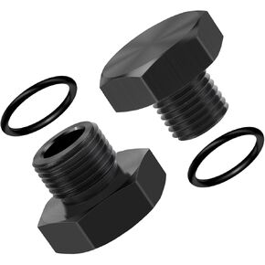 2PCS 6AN ORB Male Block Off Cap Fitting, Black Anodized Aluminum Hard Hex Head Nut Plug Adapter, Automotive Accessories Suitable for Vehicle Fuel Oil Line End Modification (0.39 x 0.39 x 0.40in)