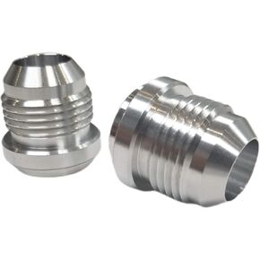 2-Pack Z Whip 12AN Aluminum Male Weld on Bung 37 Degree JIC -12 12 AN12 Weldable Fitting Fuel Oil Coolant Fluid Air Bare Aluminum Raw Finish Turbo Drain Catch Can 1-1/16-12 Thread Made In The USA