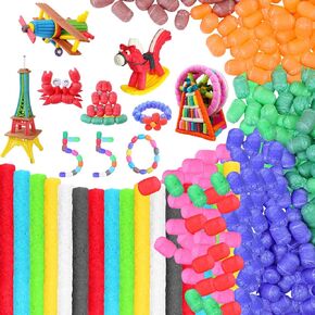 Leyndo 550 Pcs Arts and Crafts Magic Foam Corn Craft Kit Magic Stem Supplies Building Model Toys with Tools for Home Kindergarten School Stimulates Creativity Supplies Toddler Over 3 Years