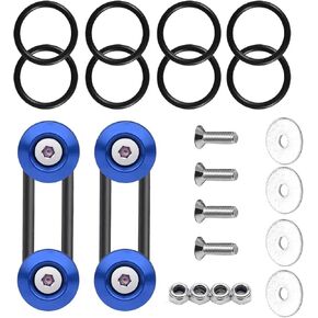 1 Set Car Front and Rear Bumper Quick Release Fasteners, 4 Quick Release Tabs + 8 O-Ring + Screw Kit, Trunk Fender Bracket Set, Universal for Car Double-Layer Gasket Surround Buckle (Black)