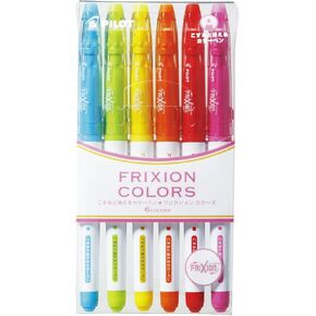 Pilot Frixion Colors Erasable Marker Pen, 6 Color Set (SFC-60M-6C)