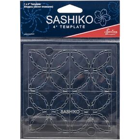Sew Easy Sashiko Embroidery Template 4 x 4in Shippou (Seven Treasures)
