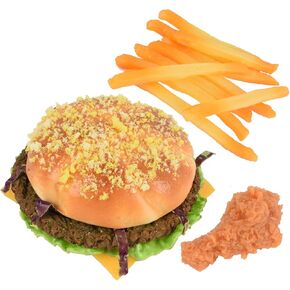 Artificial Hamburger, 10Pcs Artificial Fries & Fake Fried Chicken Leg Model Lifelike Food Set for Home Kitchen Decor Food Model Market Display Props