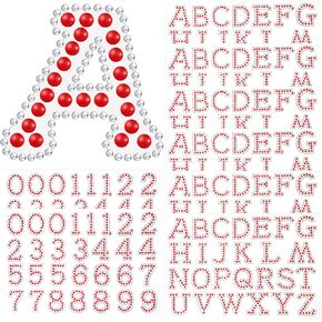 Towfed 214 Pcs 8 Sheets Pearl Self Adhesive Stickers 6 Sheets A-Z Glitter Rhinestone Letter Stickers and 2 Sheet 0-9 Glitter Number Stickers Bling Crystal Alphabet Sticker for DIY Crafts (White+Red) in Kuwait