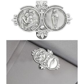 St Christopher Medal for Car,Car Accessories,Car Visor Clip,Saint Christopher Visor Clip,Visor Clip Decoration,Religious Car Accessories,Suitable for Most Cars,Trucks,SUVs,Etc (Silver-1Pcs)