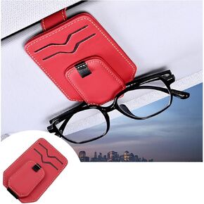 Mandark Leather Car Sunglasses Holder for Sun Visor, Small Magnetic Vehicle Glasses Card Visor Organizer Clip, Multifunctional Ticket Card Clip Eyeglasses Mount Hanger, Universal Fit（Carbon Fiber）