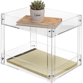 MyGift 2-Tier Premium Clear Acrylic Desk Letter Tray Organizer, A4 Size 2 Tier Document Organizer Desktop File Paper Holder Rack for Home and Office