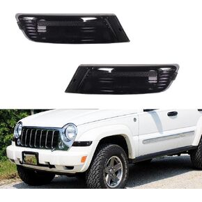 For 2005 2006 2007 Jeep Liberty Front Bumper Signal Side Marker housing Smoked Lens 57010124AA-PFM, 55156766AE, 55156767AE, CH2521143, CH2520143