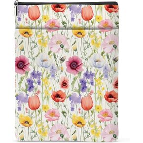 Flowers Butterfly Book Lovers Gifts Book Sleeve, Book Accessories Bookish Gifts Book Gifts for Women Girls Appreciation Christmas Birthday, Book Pouch Book Protector with Zipper and Front Pocket