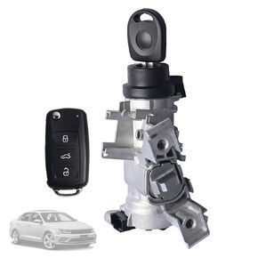 1K0905851B Ignition Switch Lock Cylinder W/Intelligent Remote Control Key Compatible with VW Golf 2004-2011 / Jetta 2006-2018 / EOS 2007-2011 / Tiguan 2008-2011 / Rabbit 2006-2009