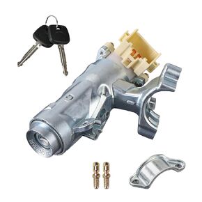 Ignition Switch Steering Lock Cylinder with 2 Keys Bracket Replacement for 45020-38-1 45020-12-11 450201211 Compatible with Toyota Corolla 1998-2002 Rav4 1998-2000 Ignition Lock Cylinder