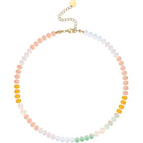 Colorful Beaded Necklace for Women,Boho Natural Stone Beach Necklace Rainbow Stone Choker Necklaces Summer Handmade Jewelry Gifts