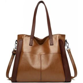 Leather women tote bag: handbag purse for ipad books phone - shoulder satchel with strap adjustable for girls ladies females