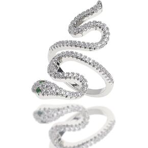 Jean Beau Punk Snake Heart Statement Rings Set for Women Cocktail Fashion Vintage Wrap Finger Ring Costume Jewelry Gift