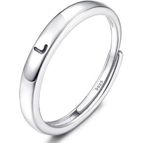 MILACOLATO 925 Sterling Silver Initial Rings for Women Teens Non Tarnish Dainty Stackable Letter Ring Simple A-Z Capital Alphabet Thumb Knuckle Rings Adjustable