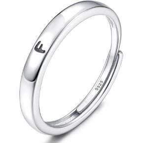 MILACOLATO 925 Sterling Silver Initial Rings for Women Teens Non Tarnish Dainty Stackable Letter Ring Simple A-Z Capital Alphabet Thumb Knuckle Rings Adjustable