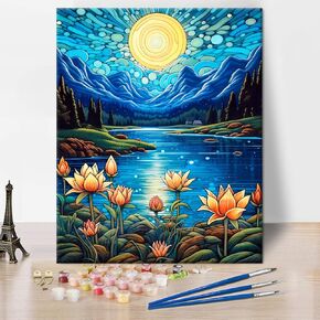 Flowers Paint by Numbers Kit for Adults, Merlin Jar Paint by Numbers Acrylic Pigment Drawing Paintwor, Cute Cottage-Core DIY Canvas Oil Painting, 16x20inch for Adults Kids Beginners Enthusiasts