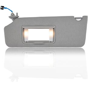 Left Drvier Honda Side Sun Visor Assembly with Mirror and Light Fit for 2017-2021 Honda Pilot 2018-2020 Honda Ridgeline (Gray)