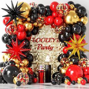 138Pcs Halloween Balloons Garland Arch Kit with Stars - 5 10 12 18 inch Orange and Black Confetti Latex Party Balloons for Halloween Birthday Party Decorations